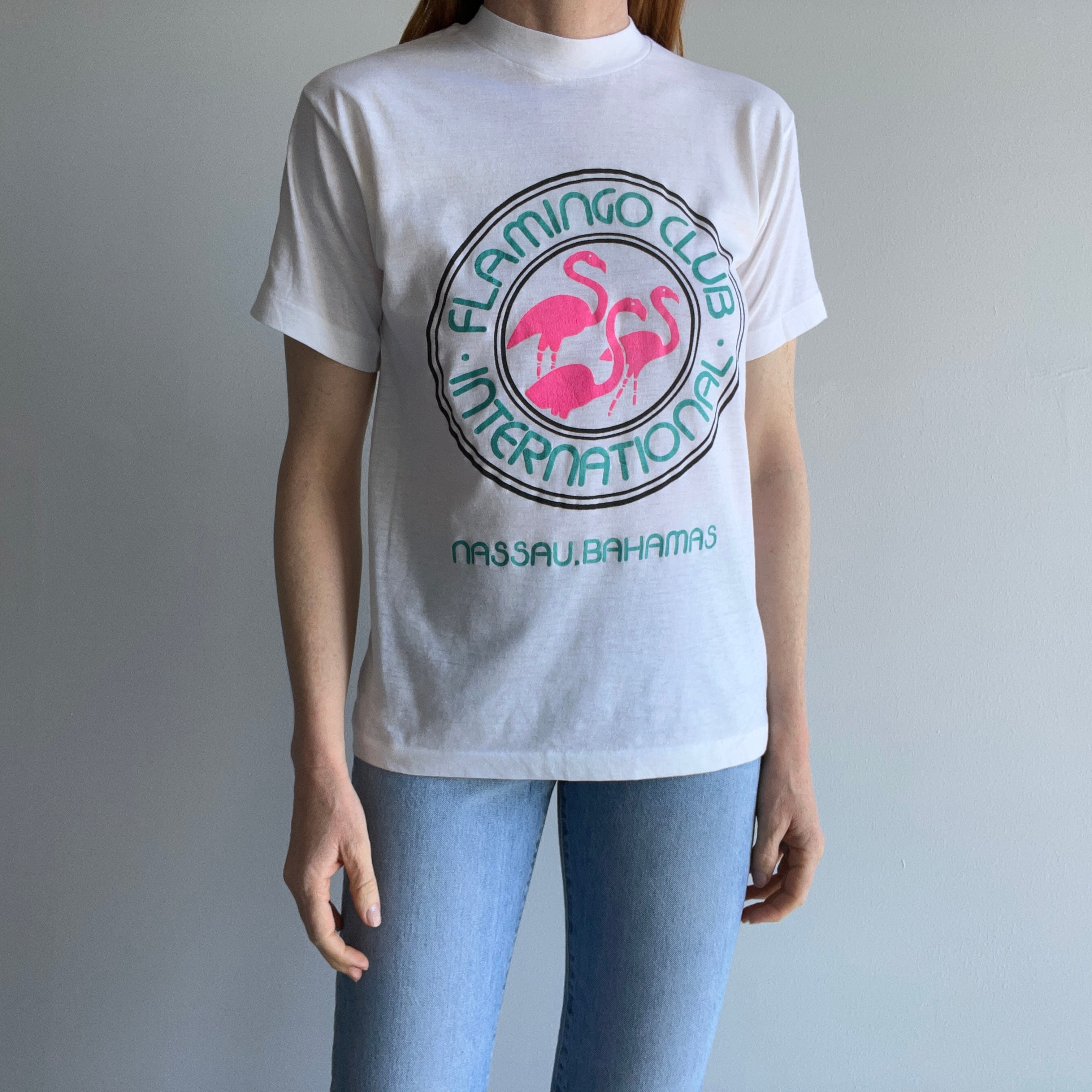 1980s Flamingo Club International Nassau, Bahamas - Tourist T-Shirt