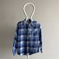 1970s Kings Road by Sears Lightweight Flannel with Cuff Tear