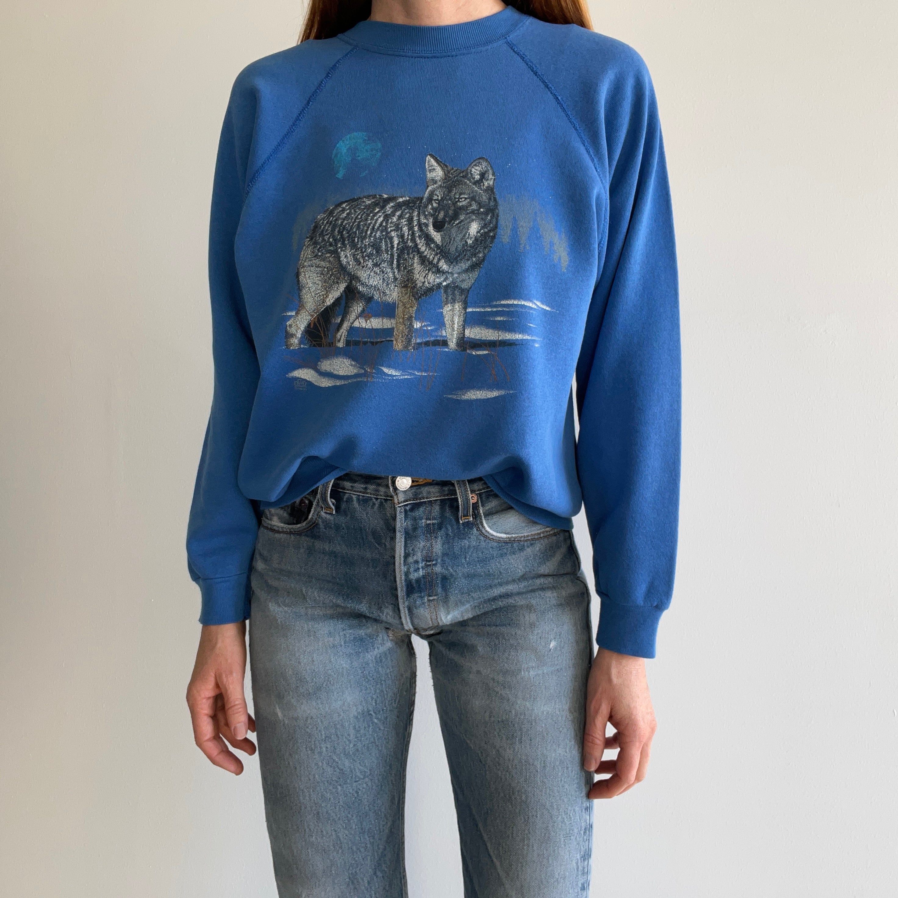 1991 Thinned Out and Worn Wolf Sweatshirt