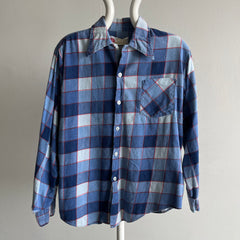 1970s Kings Road by Sears Lightweight Flannel with Cuff Tear