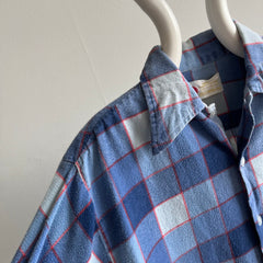 1970s Kings Road by Sears Lightweight Flannel with Cuff Tear