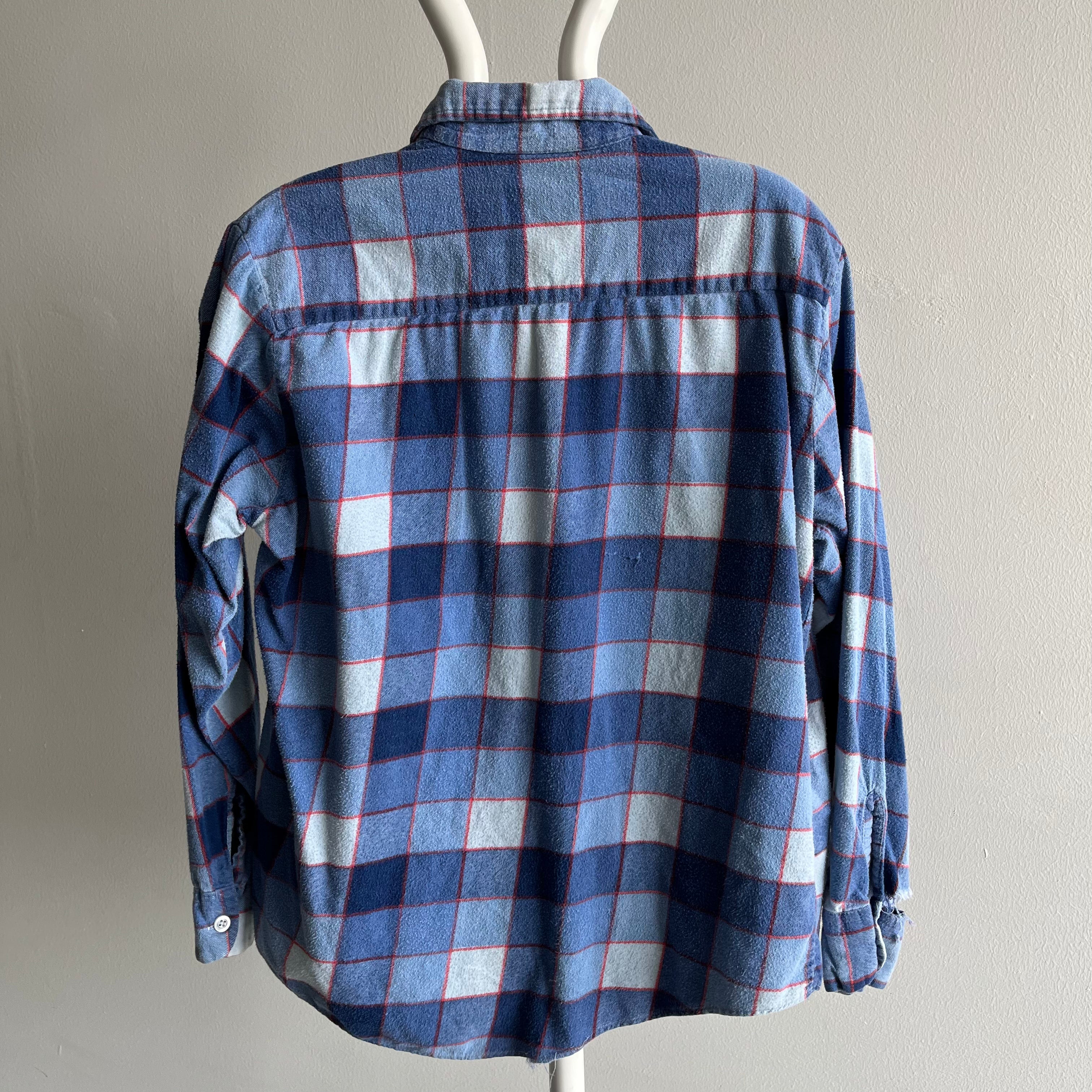 1970s Kings Road by Sears Lightweight Flannel with Cuff Tear