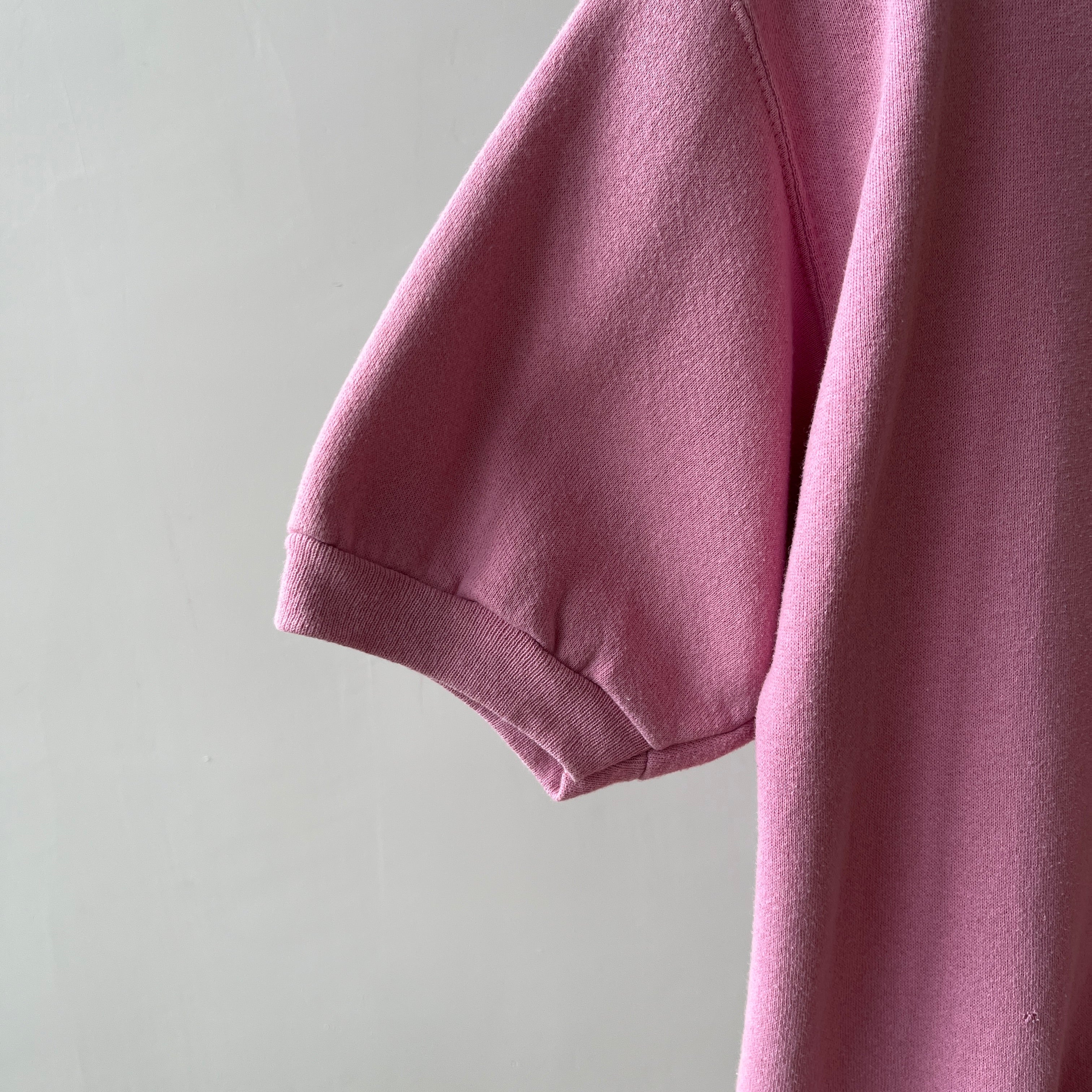 1980s/90s Pastel Pink Short Sleeve Sweatshirt
