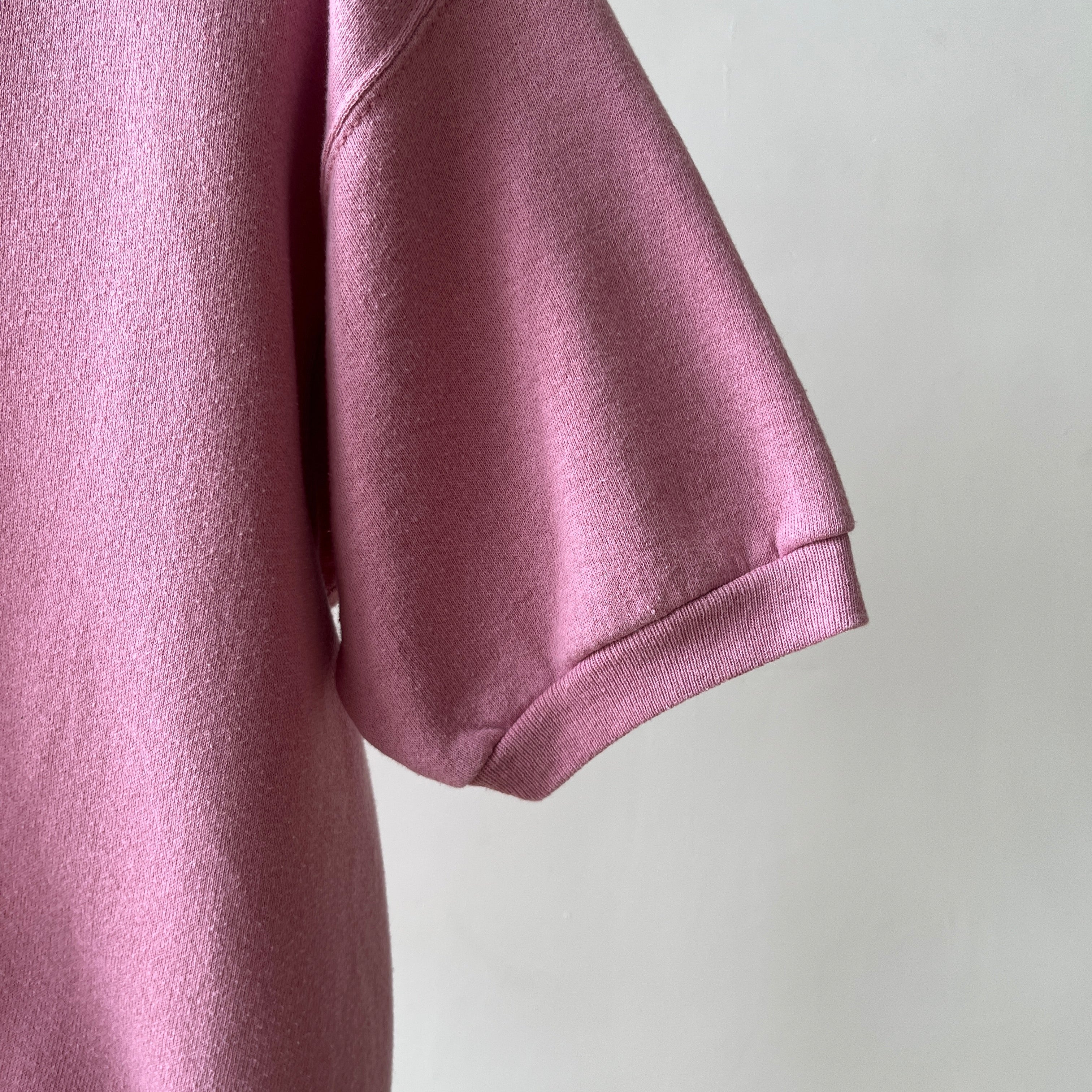 1980s/90s Pastel Pink Short Sleeve Sweatshirt