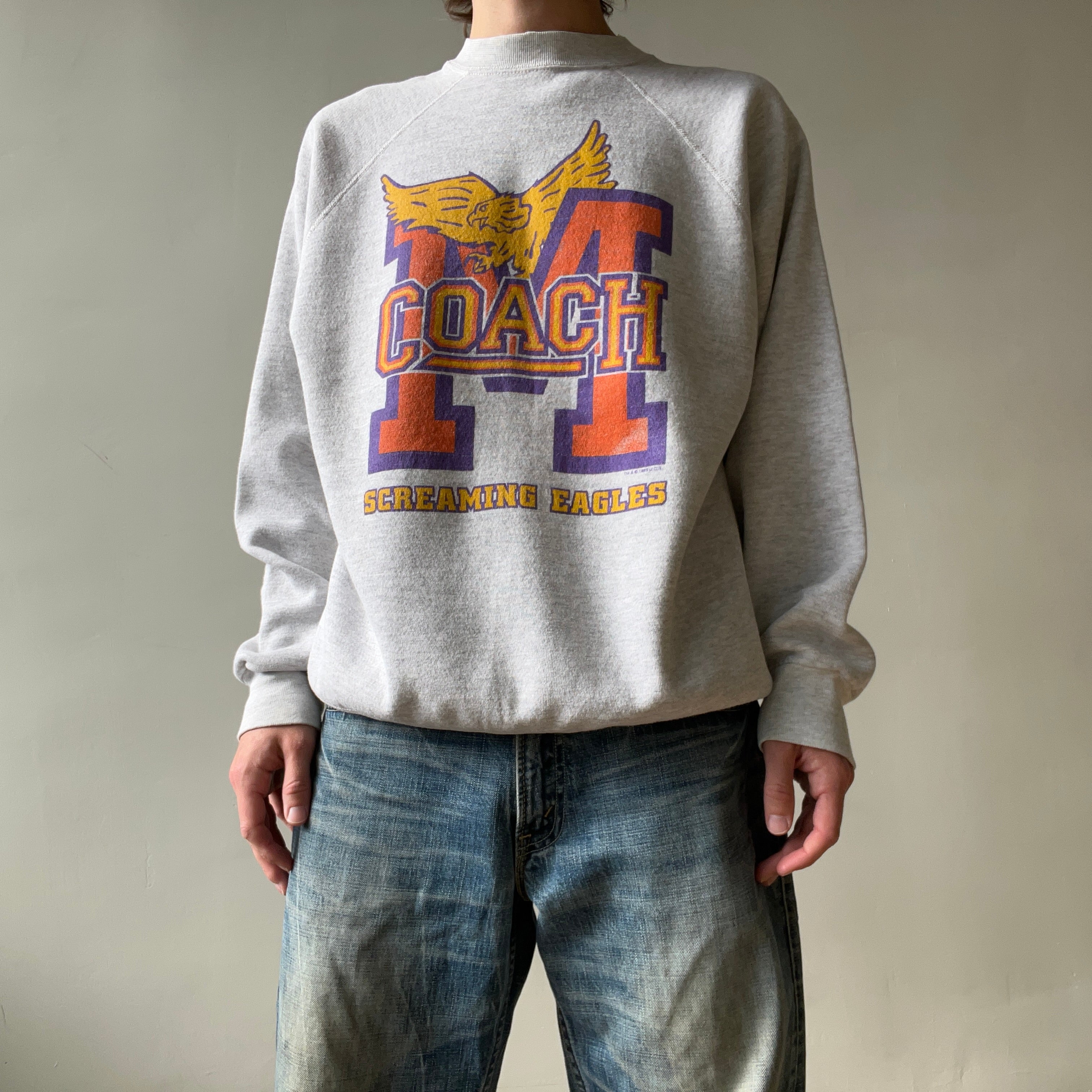 1993 Grey Screaming Eagles Coach Raglan Sweatshirt