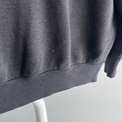 1980s DIY Cut Chest Blank Black Sweatshirt