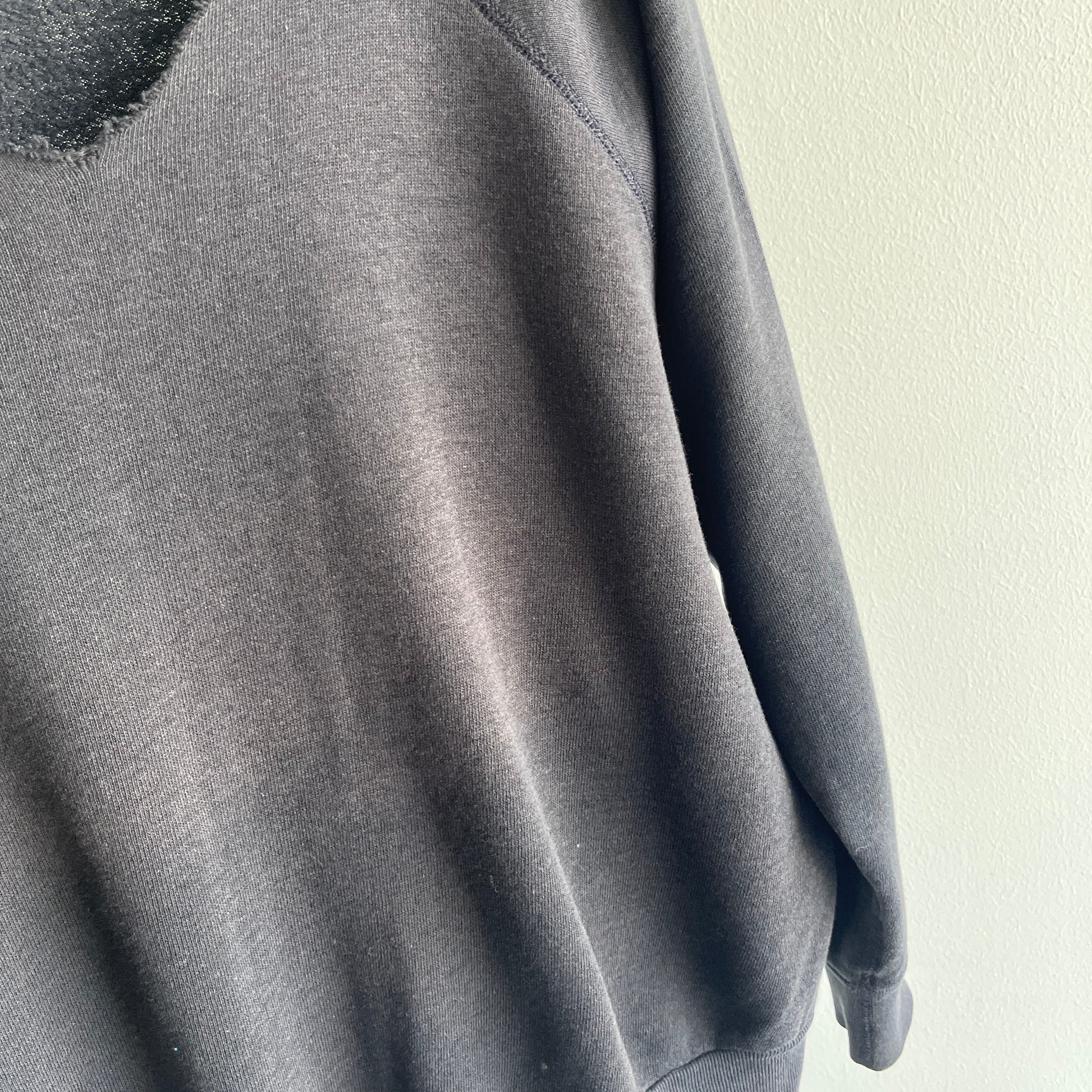 1980s DIY Cut Chest Blank Black Sweatshirt