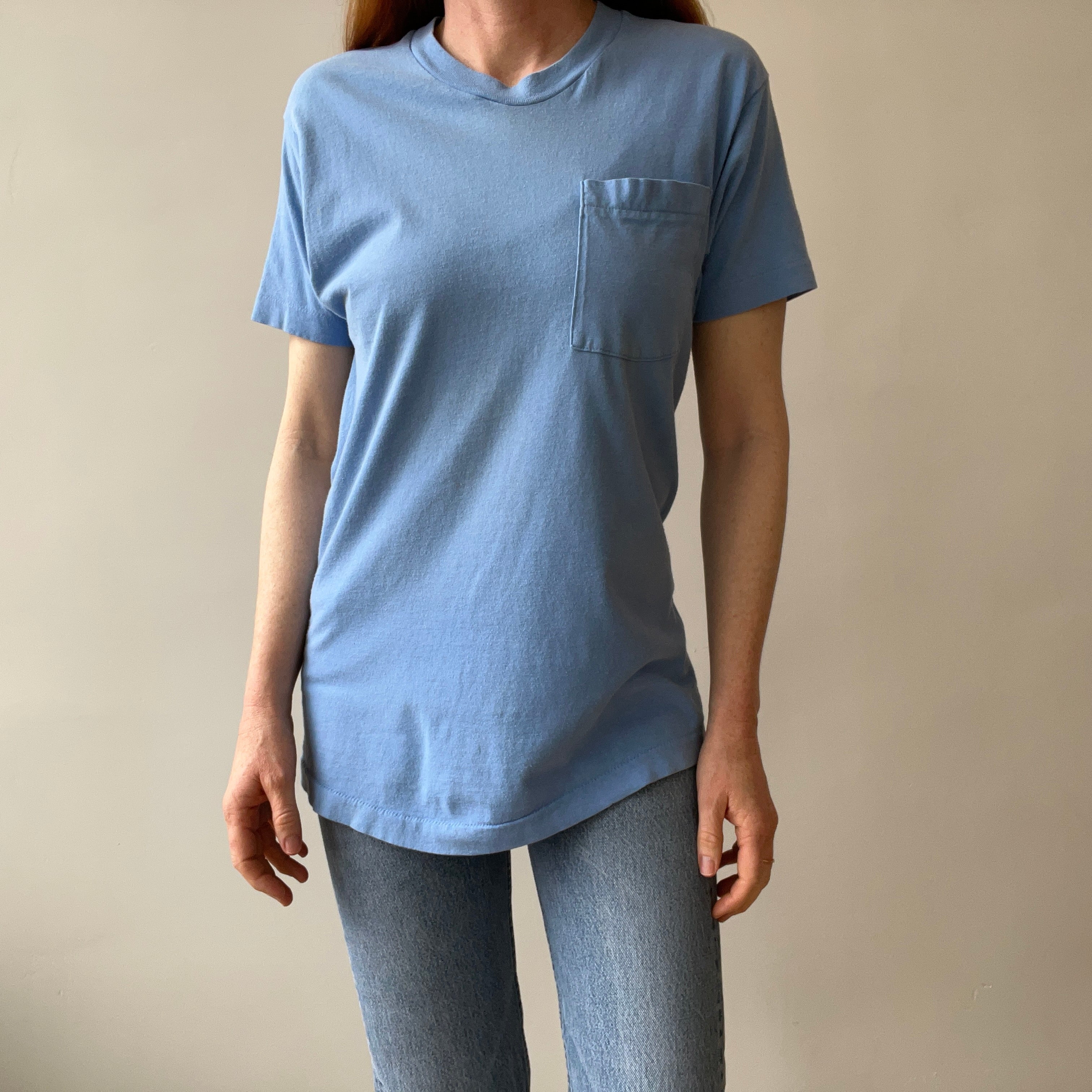 1980s FOTL Sky Blue Pocket T-Shirt