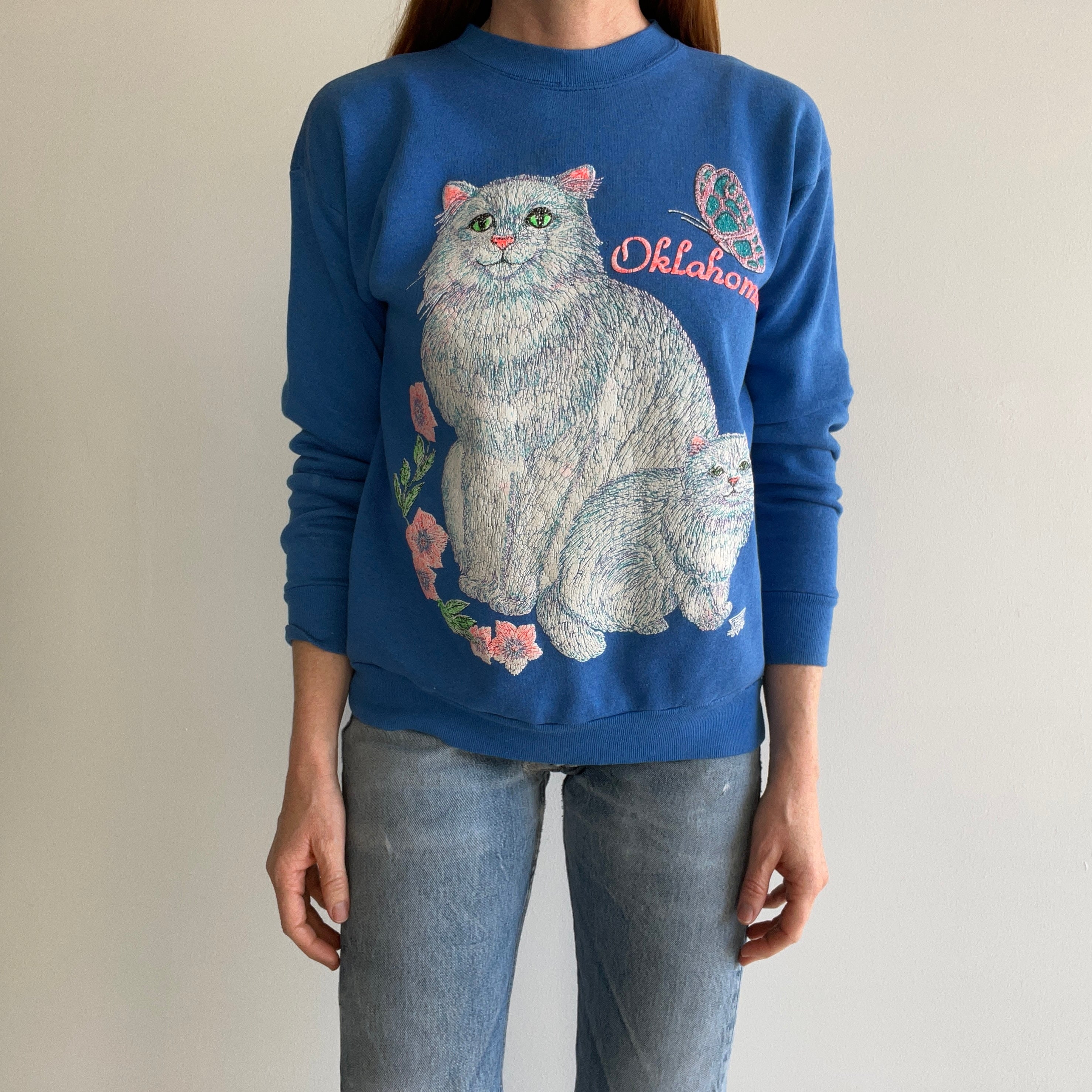1980s Non Sequitur Oklahoma Cat Sweatshirt