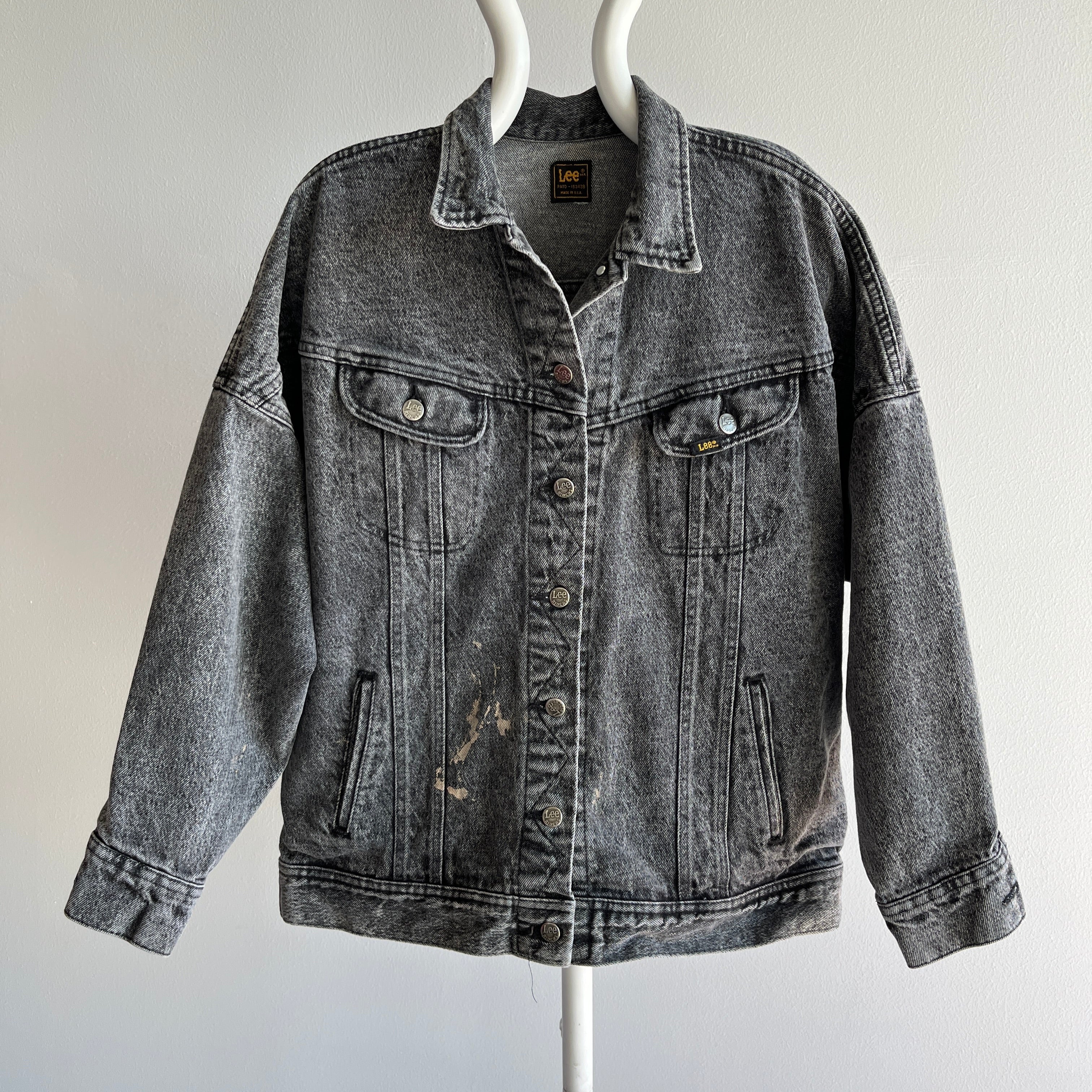 1980s Dolman Sleeve Black Denim Jean Jacket by Lee