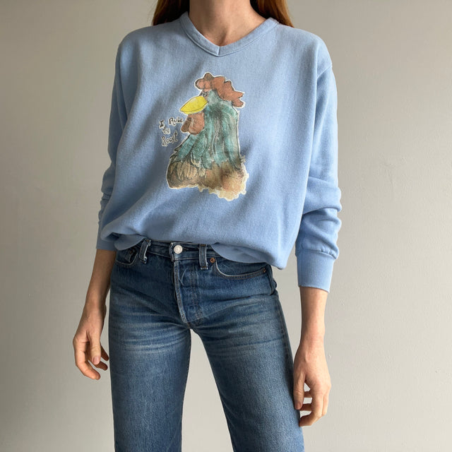 1970s I Rule The Roost(er) V-Neck Sweatshirt