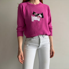 1980s DIY Scottie and a Westie Needlepoint (?) Sweatshirt by Bassett Walker