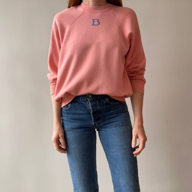 1980s DIY Hand Stitched "B" Sweatshirt - Awwwwwww