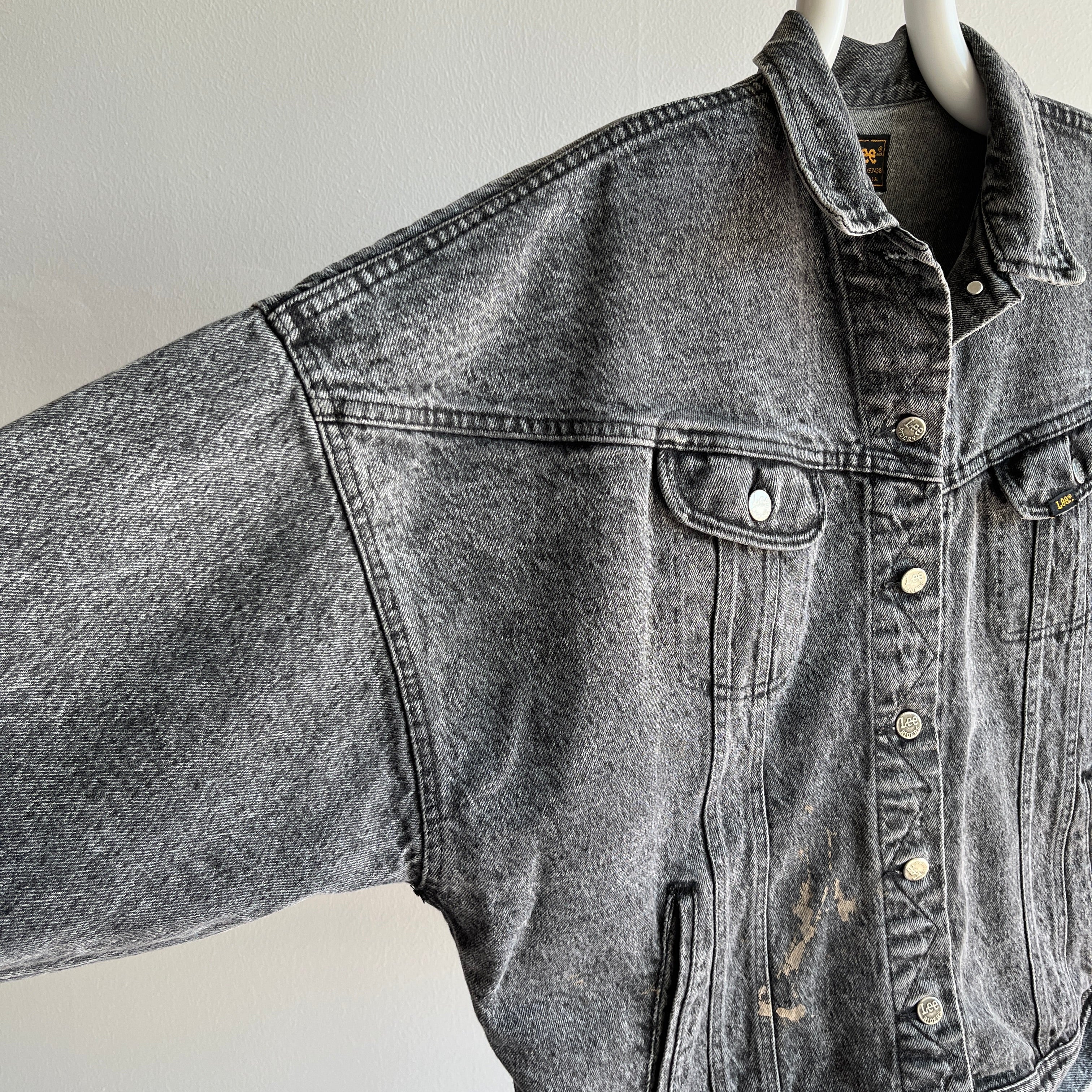 1980s Dolman Sleeve Black Denim Jean Jacket by Lee