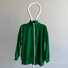 1970s Kelly Green Super Soft Side Striped Zip Up by Warm UP