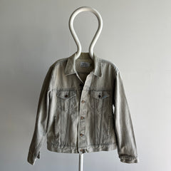 1980s Light Gray Bleach Stained Sasson Denim Jean Jacket - USA Made