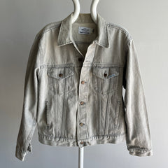 1980s Light Gray Bleach Stained Sasson Denim Jean Jacket - USA Made