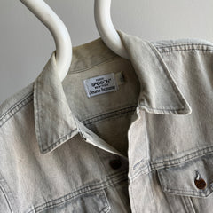 1980s Light Gray Bleach Stained Sasson Denim Jean Jacket - USA Made