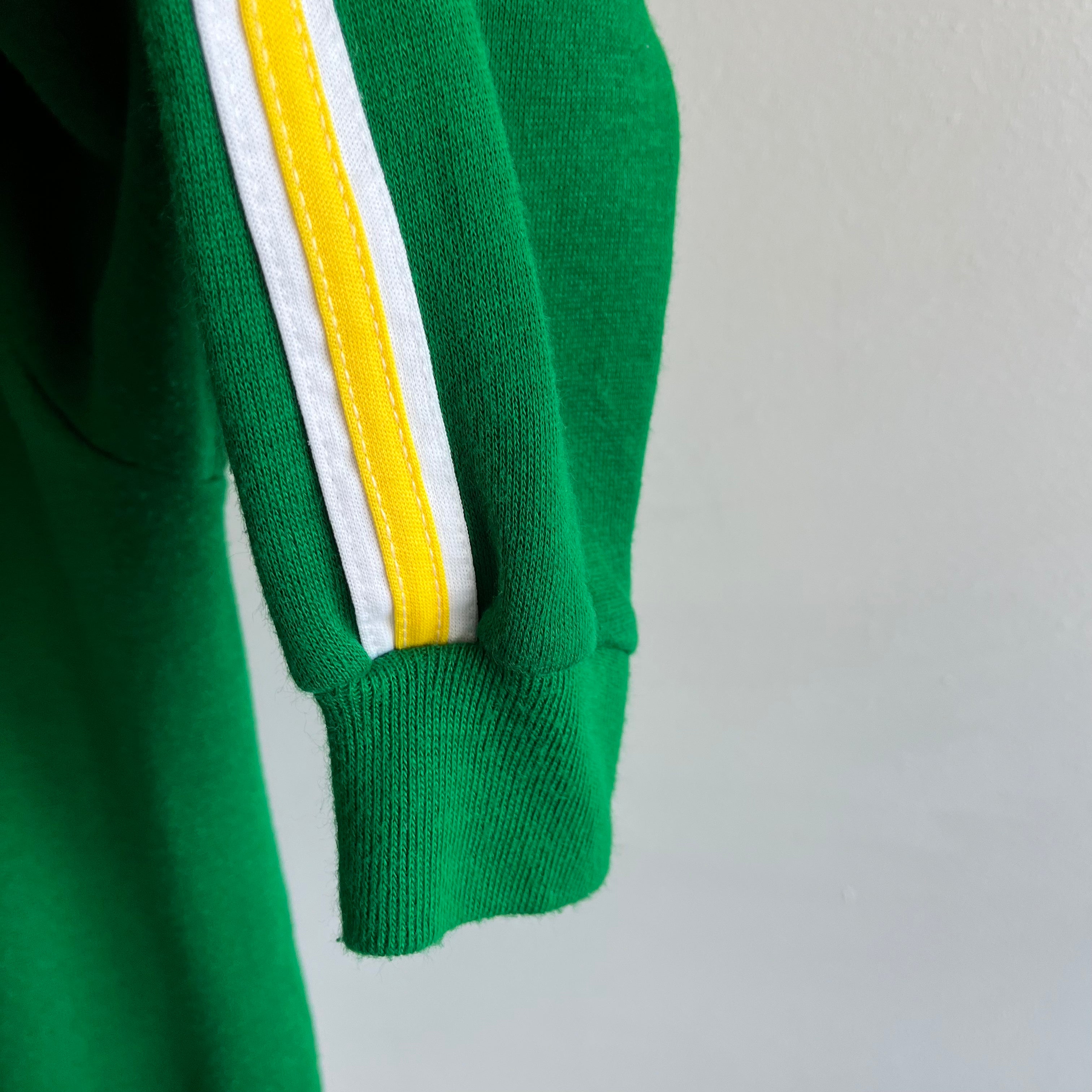 1970s Kelly Green Super Soft Side Striped Zip Up by Warm UP