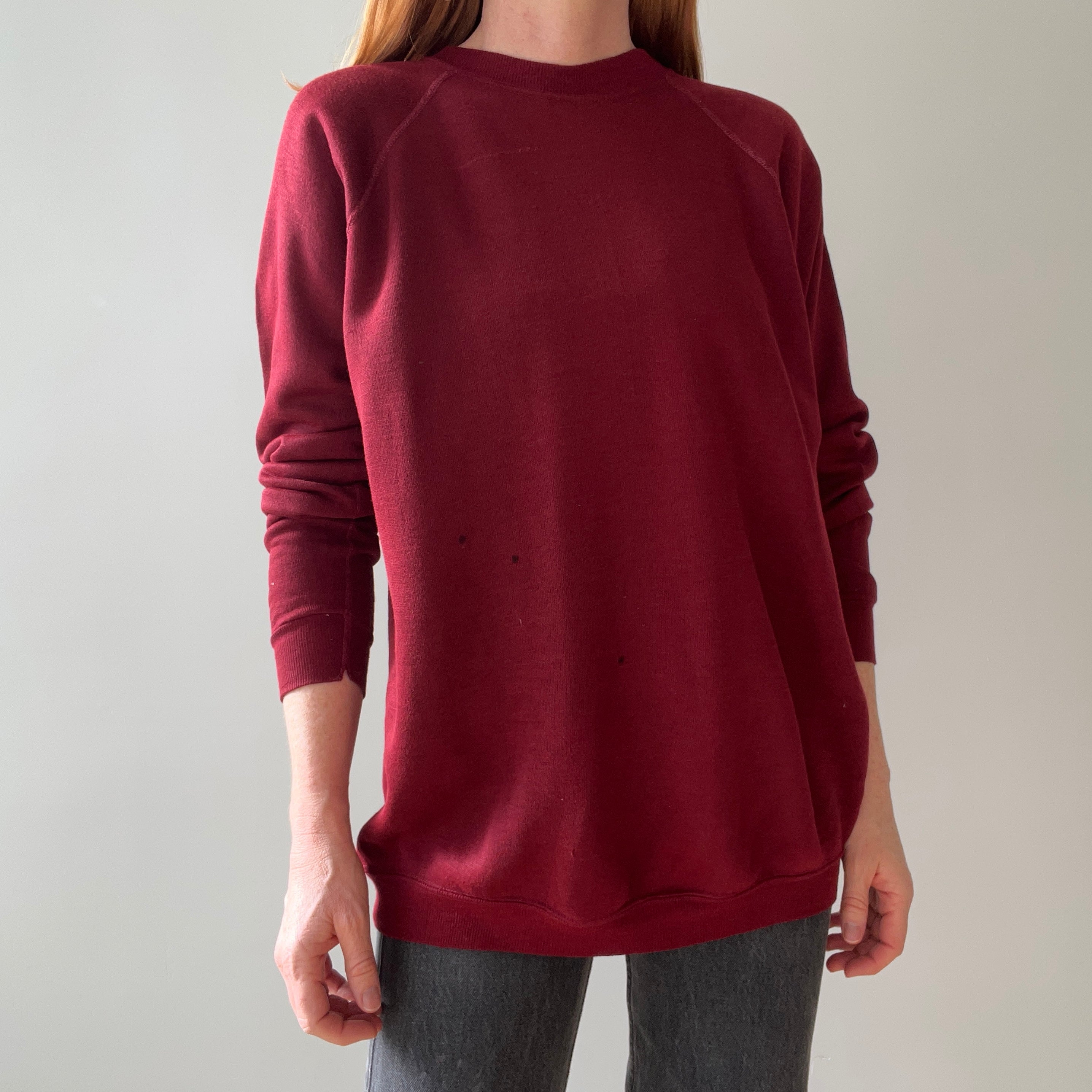 1970s Rusty Burgundy Raglan - Soft Soft Soft