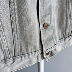 1980s Light Gray Bleach Stained Sasson Denim Jean Jacket - USA Made