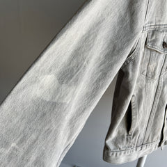 1980s Light Gray Bleach Stained Sasson Denim Jean Jacket - USA Made