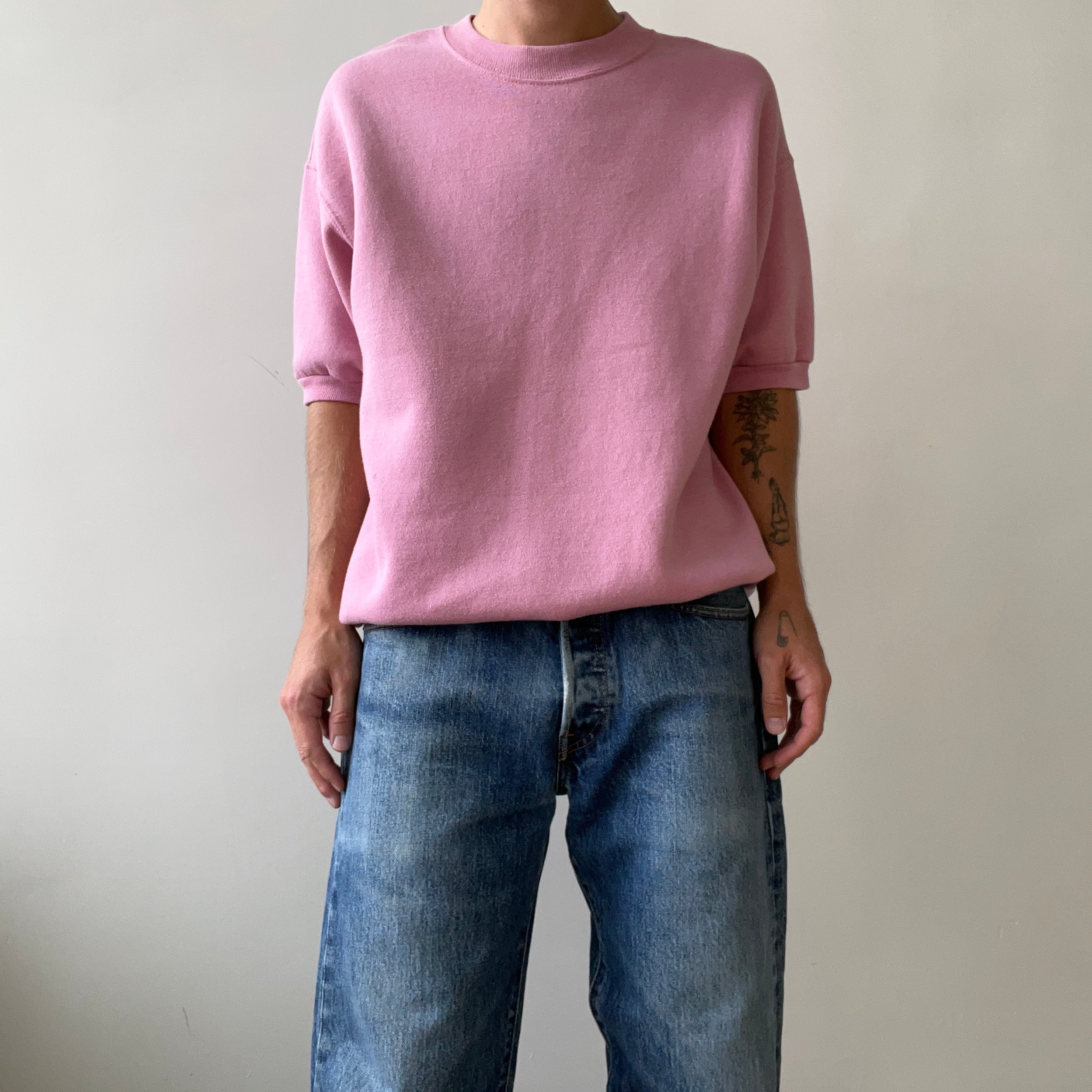 1980s/90s Pastel Pink Short Sleeve Sweatshirt