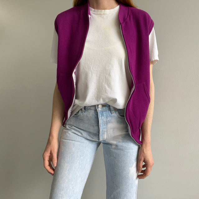 1980s Purple Zip Up Warm Up Vest by Sportswear