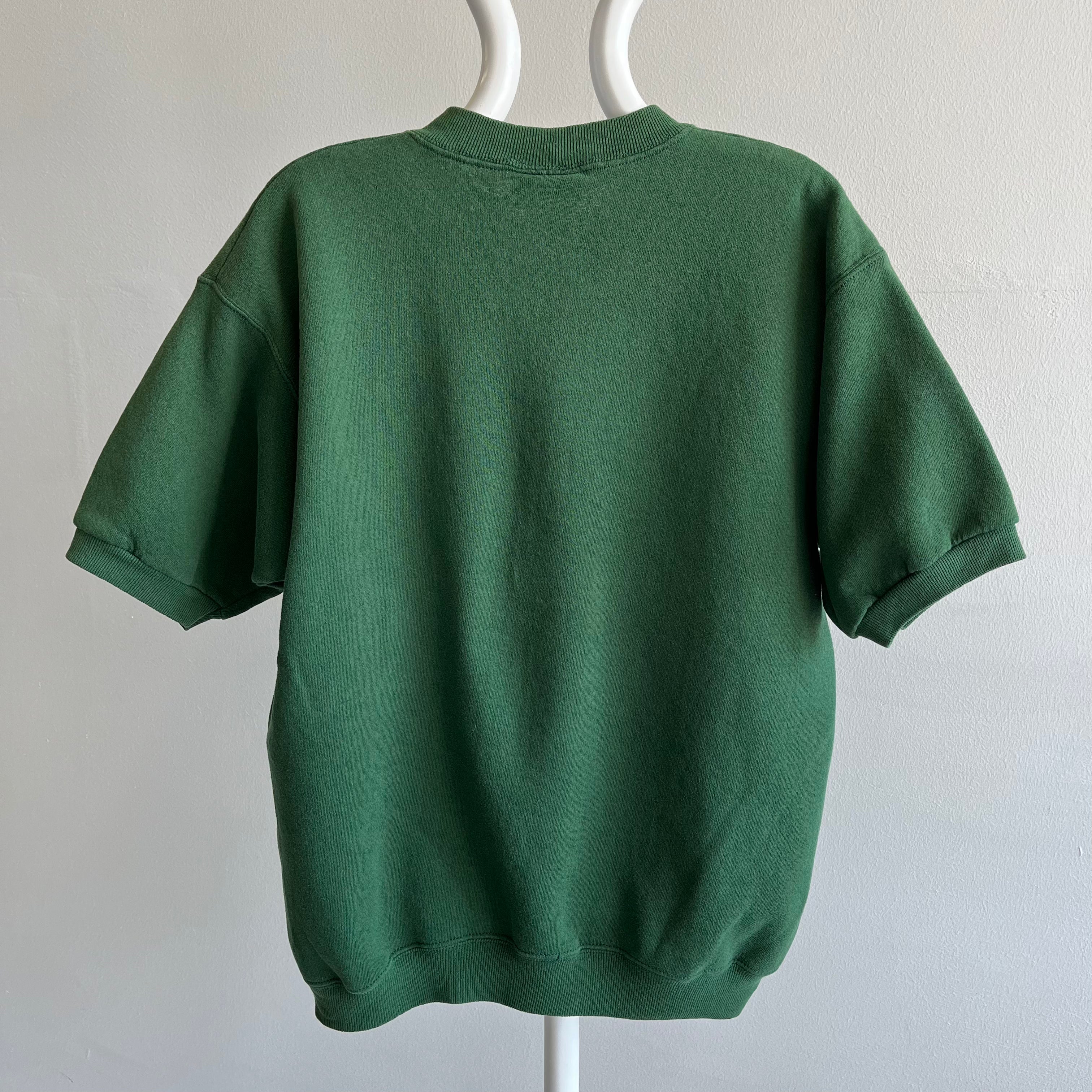 1980s Lee Bran Forest/Army/Hunter Green Sun Faded Warm Up