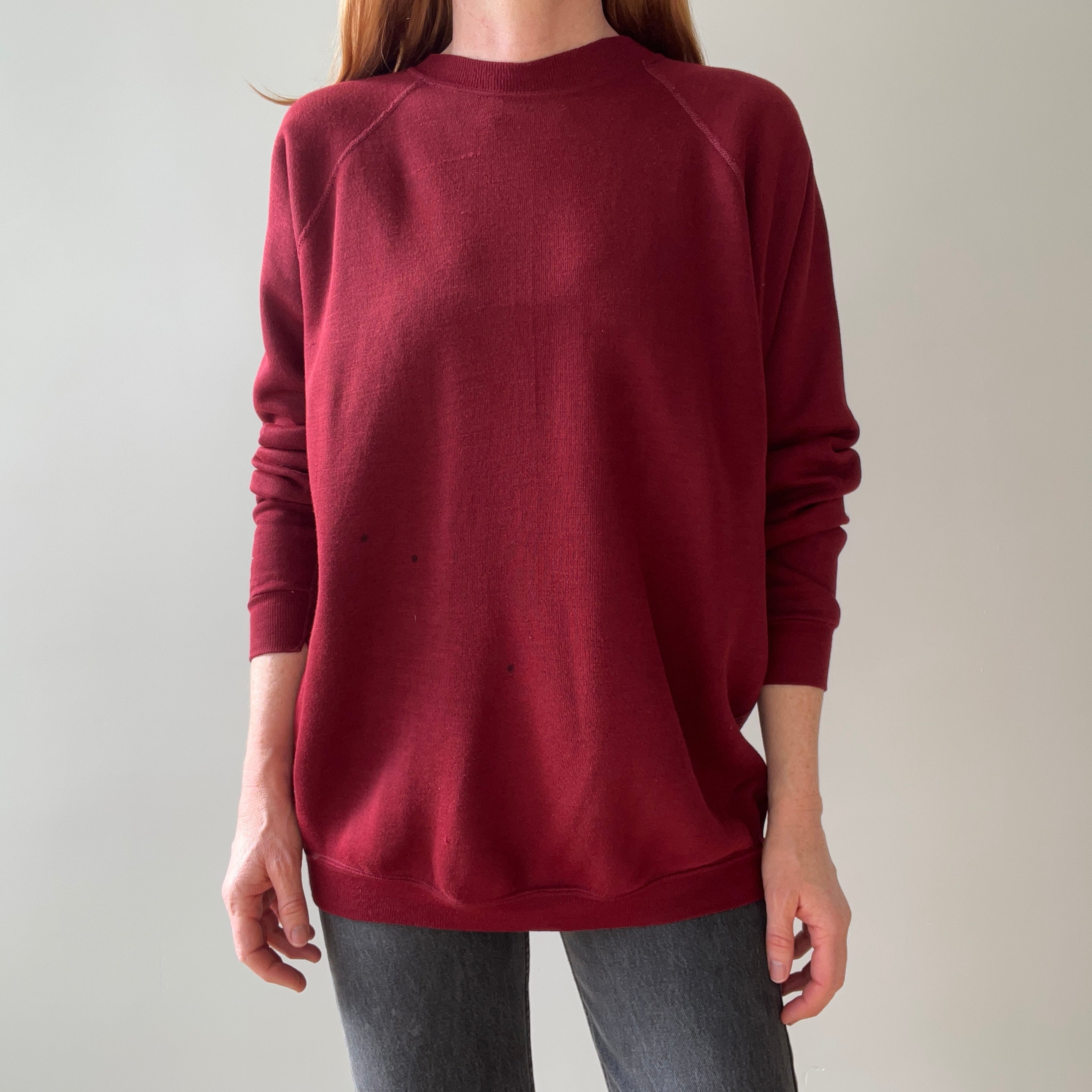 1970s Rusty Burgundy Raglan - Soft Soft Soft