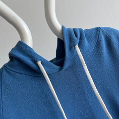 1980s Soft, Thin and Slouchy Bleach Stained Blue Hoodie - !!!!