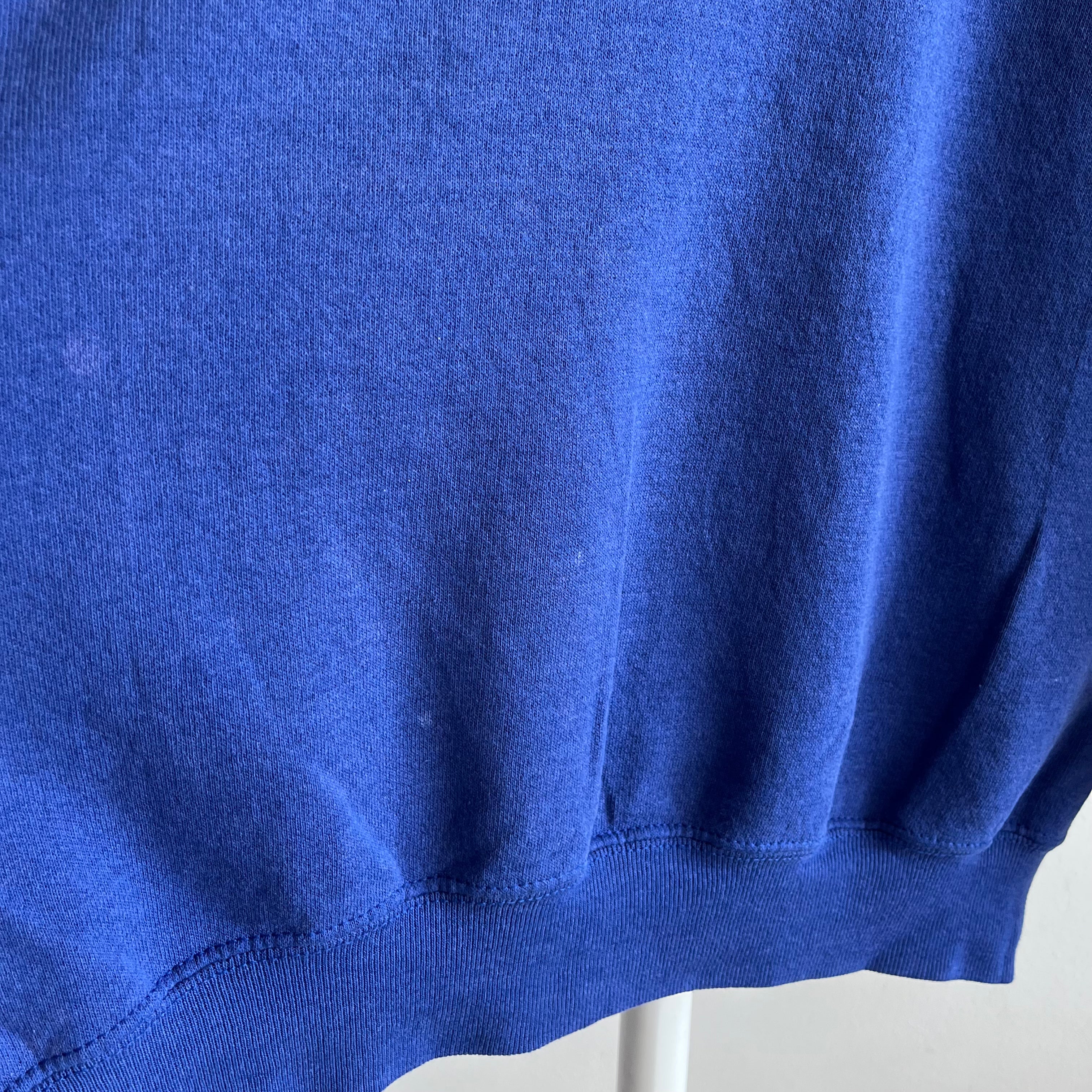 1980/1990s Blank Blue Raglan by Lee Brand with DIY Neck