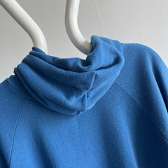 1980s Soft, Thin and Slouchy Bleach Stained Blue Hoodie - !!!!