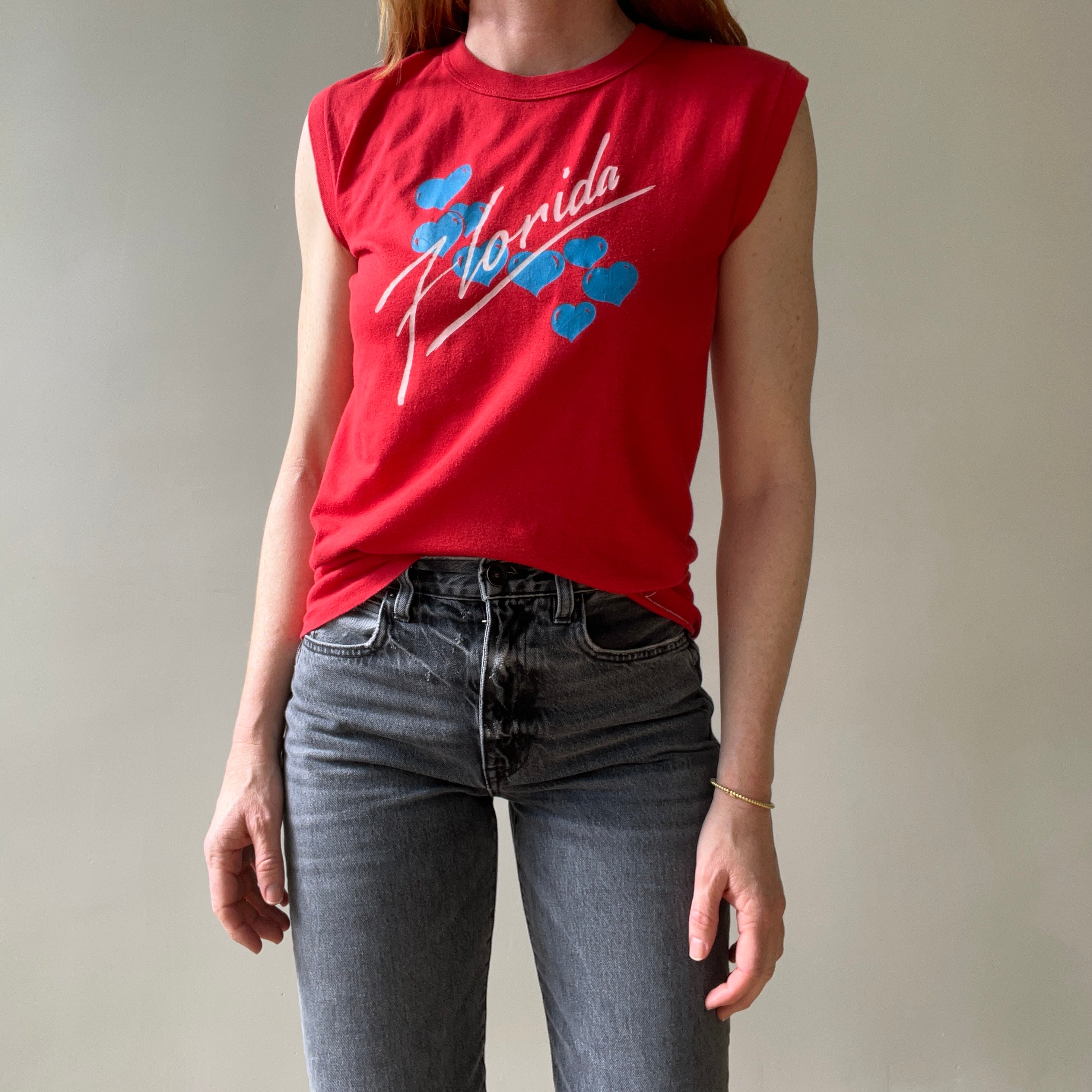 1980s Red Florida Muscle T Shirt