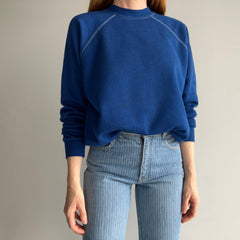 1970/80s Royal/Dark Royal Blue Raglan with White Contrast Stitching