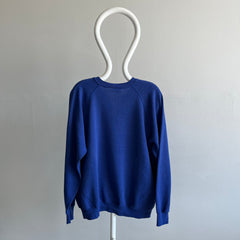 1980/1990s Blank Blue Raglan by Lee Brand with DIY Neck