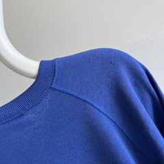 1980/1990s Blank Blue Raglan by Lee Brand with DIY Neck