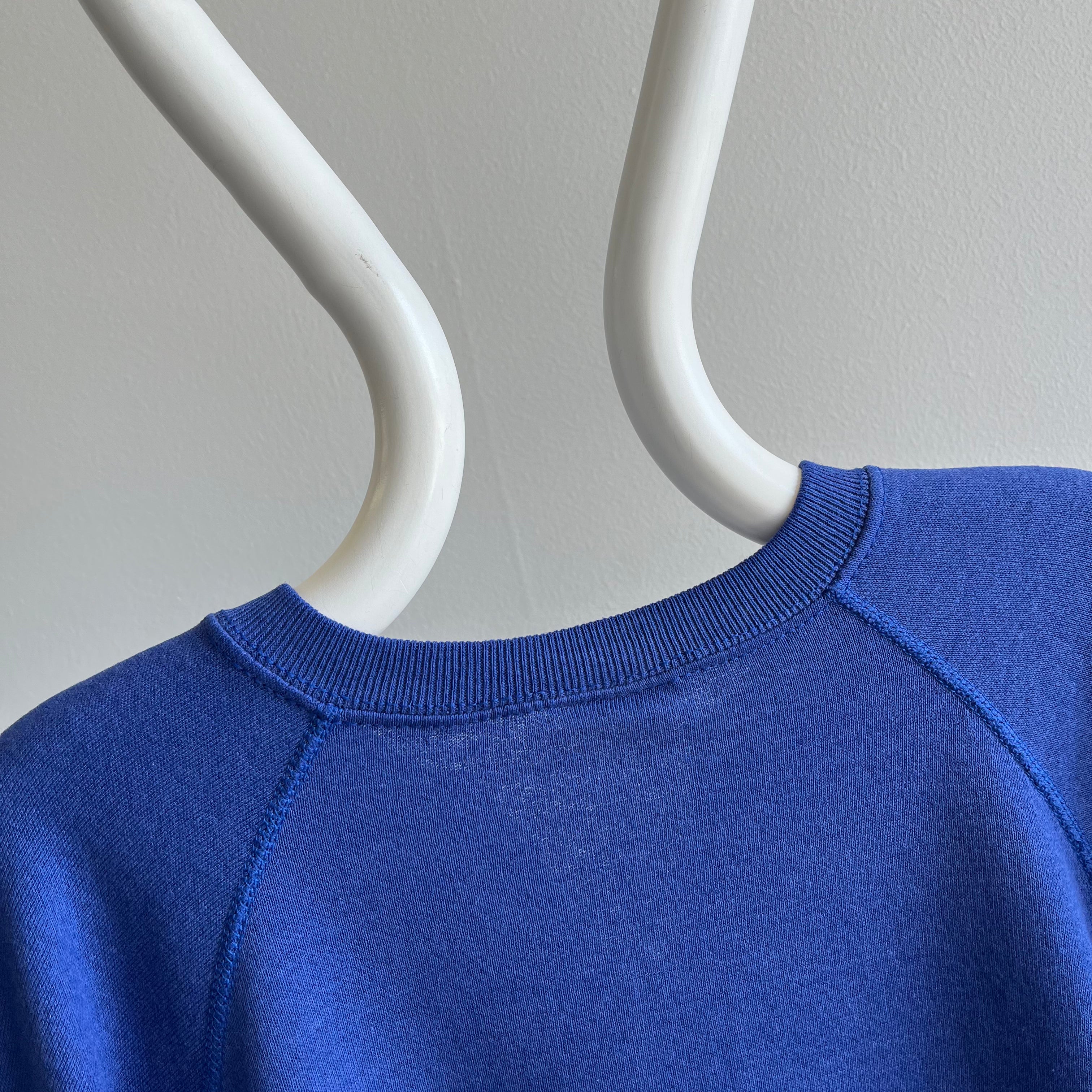 1980/1990s Blank Blue Raglan by Lee Brand with DIY Neck