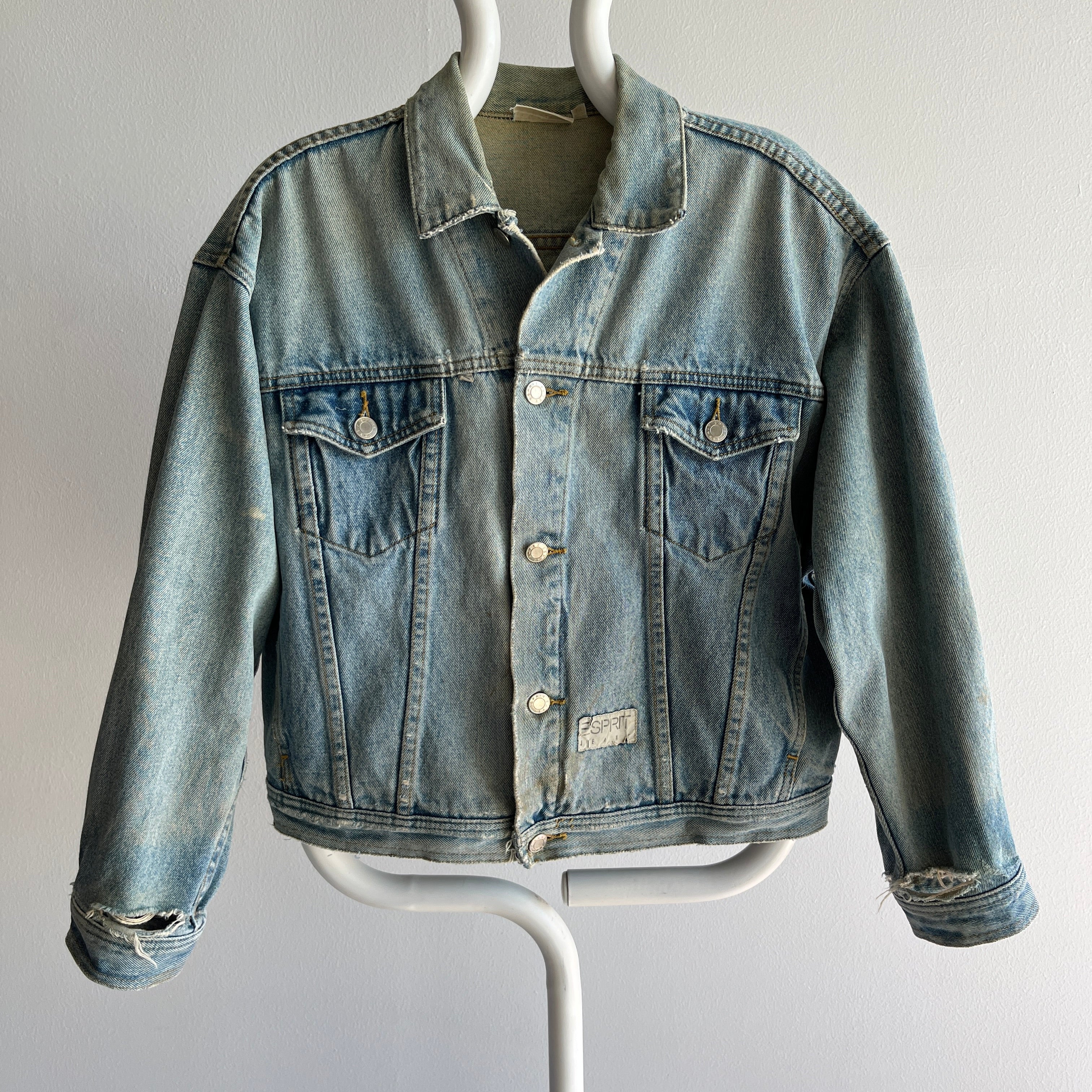 ESPRIT - Patchwork jeans shirt, cotton blend at our online shop