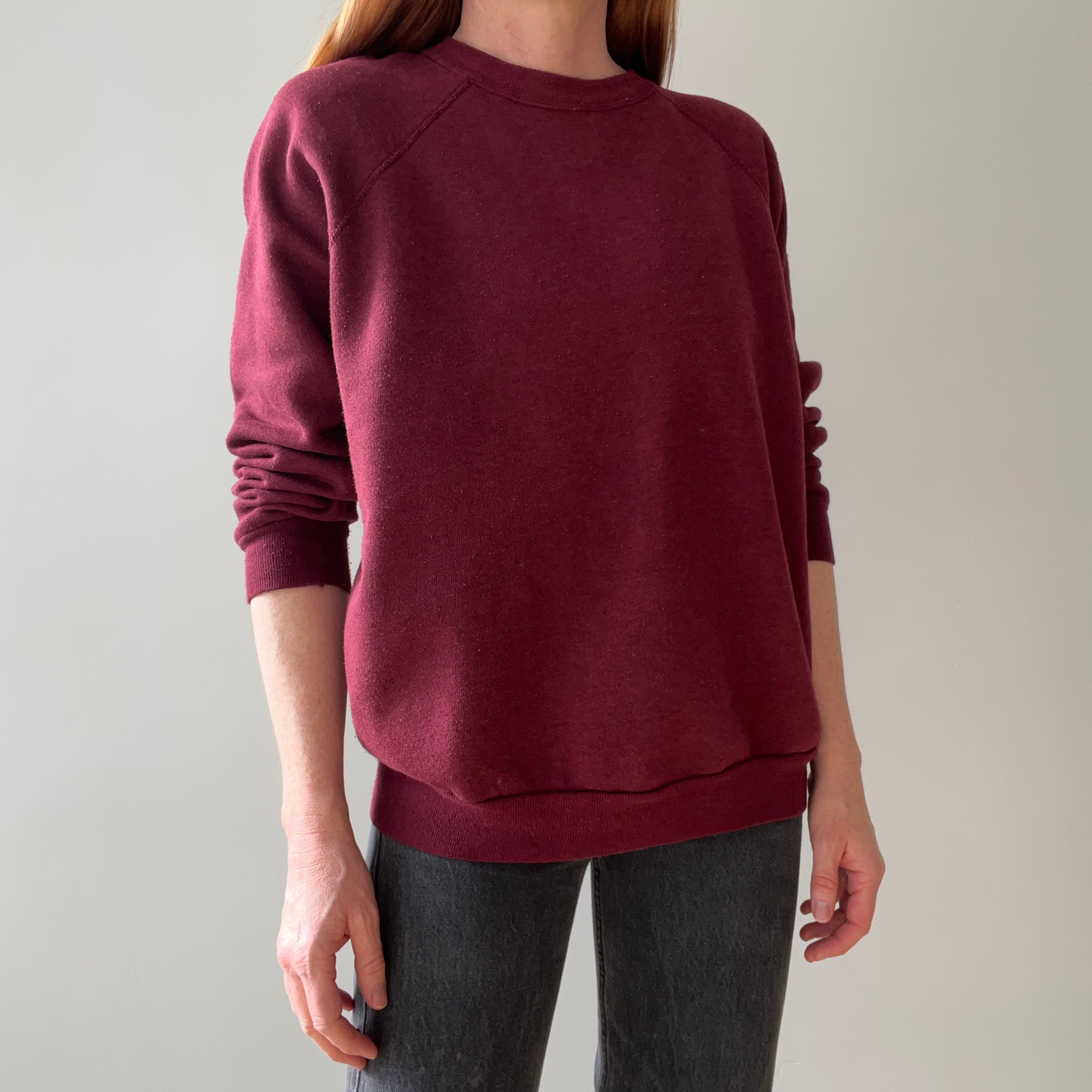 1970/80s Soft and Buttery Maroon Raglan Sweatshirt