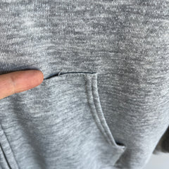 1980s Thin Gray Zip Up Hoodie with Light Staining - Including Paint
