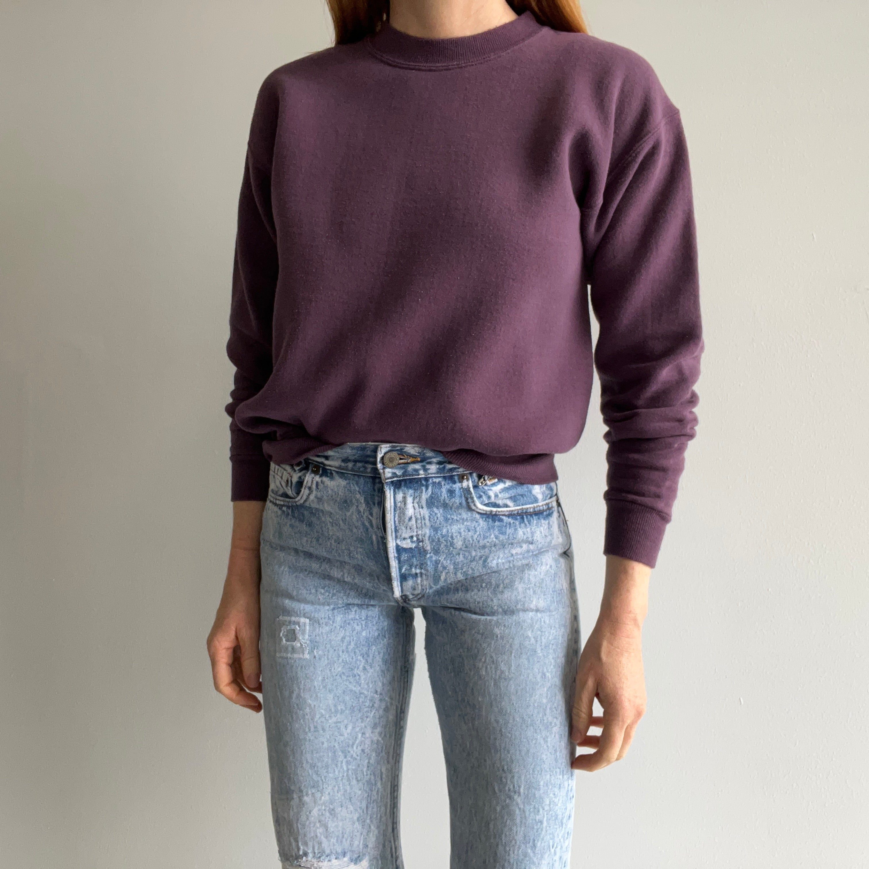 1980s Slimmer Fit Deep Lavender Purple Sweatshirt