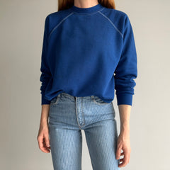 1970/80s Royal/Dark Royal Blue Raglan with White Contrast Stitching