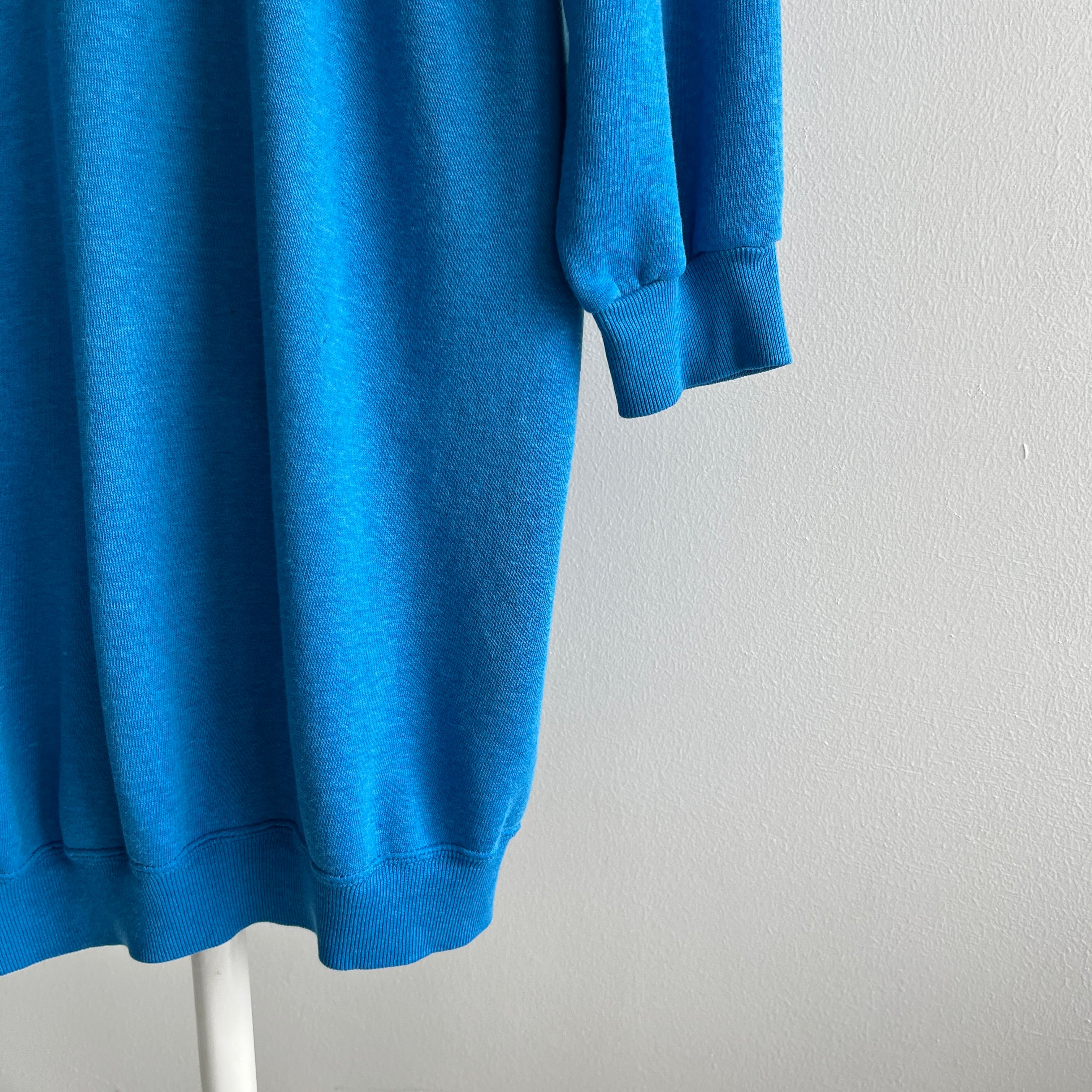 1980s Blank Blue Super Soft Sweatshirt Dress