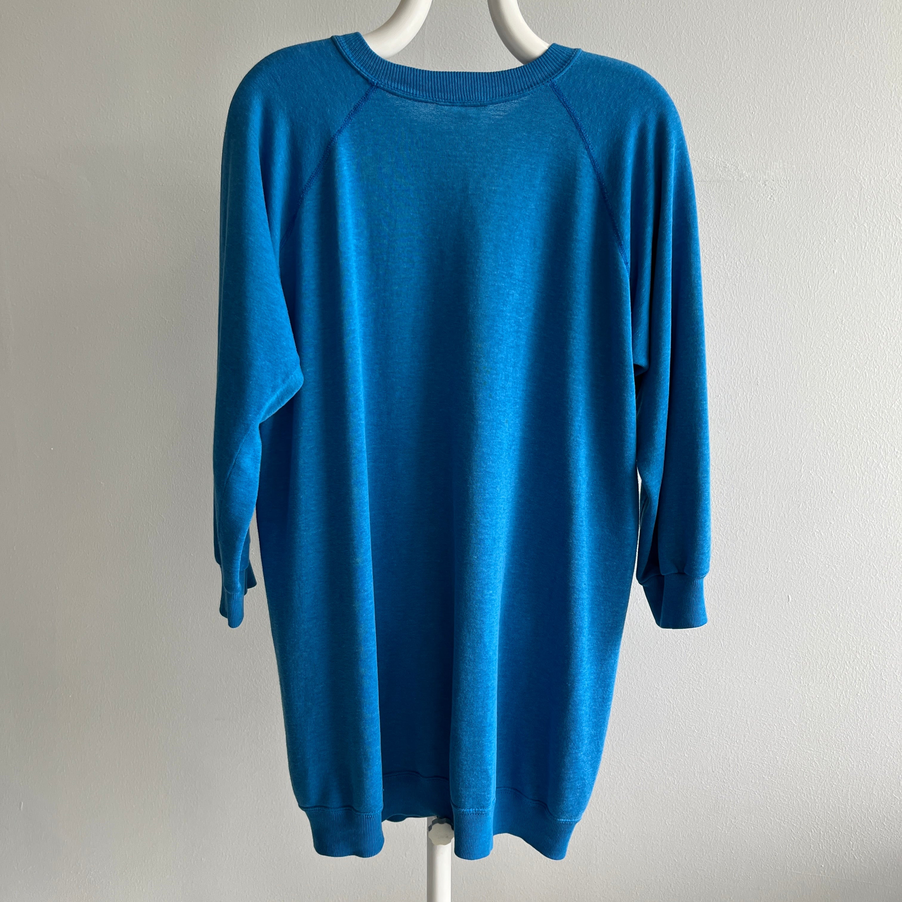 1980s Blank Blue Super Soft Sweatshirt Dress