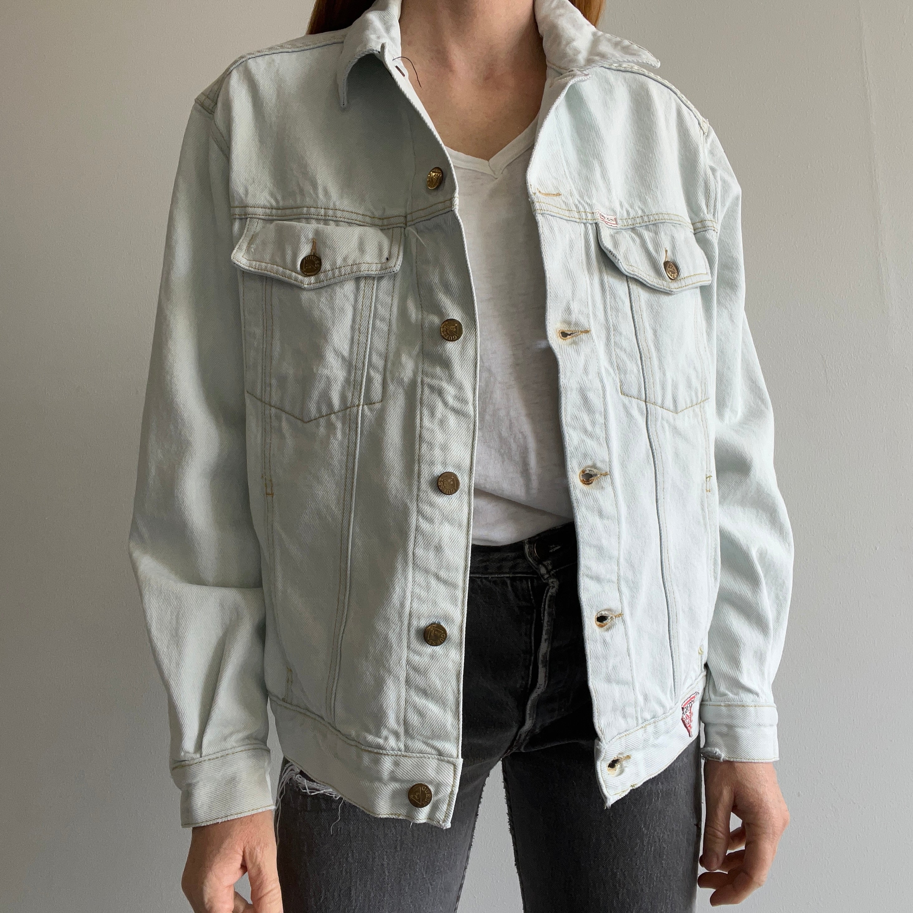 1980s GUESS! Bleached Out Soft and Worn Denim Jacket