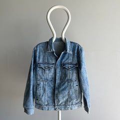 1980s Acid Wash Epic Chest Pocket Snap Denim Jacket with Bleach Staining