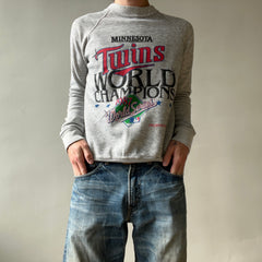 1987 Grey Minnesota Twins Raglan Sweatshirt - !!!
