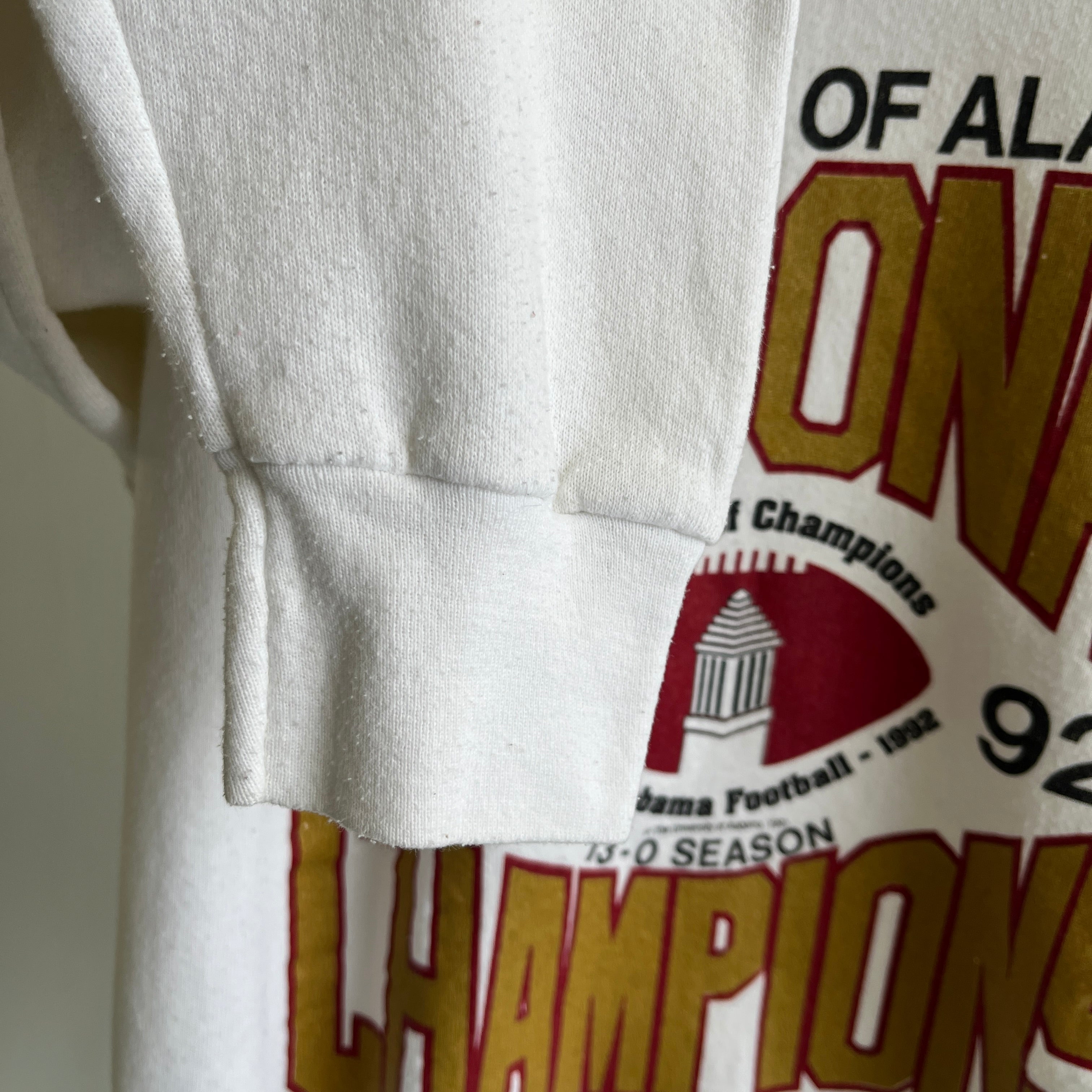 1992 University of Alabama Championship Sweatshirt 13-0