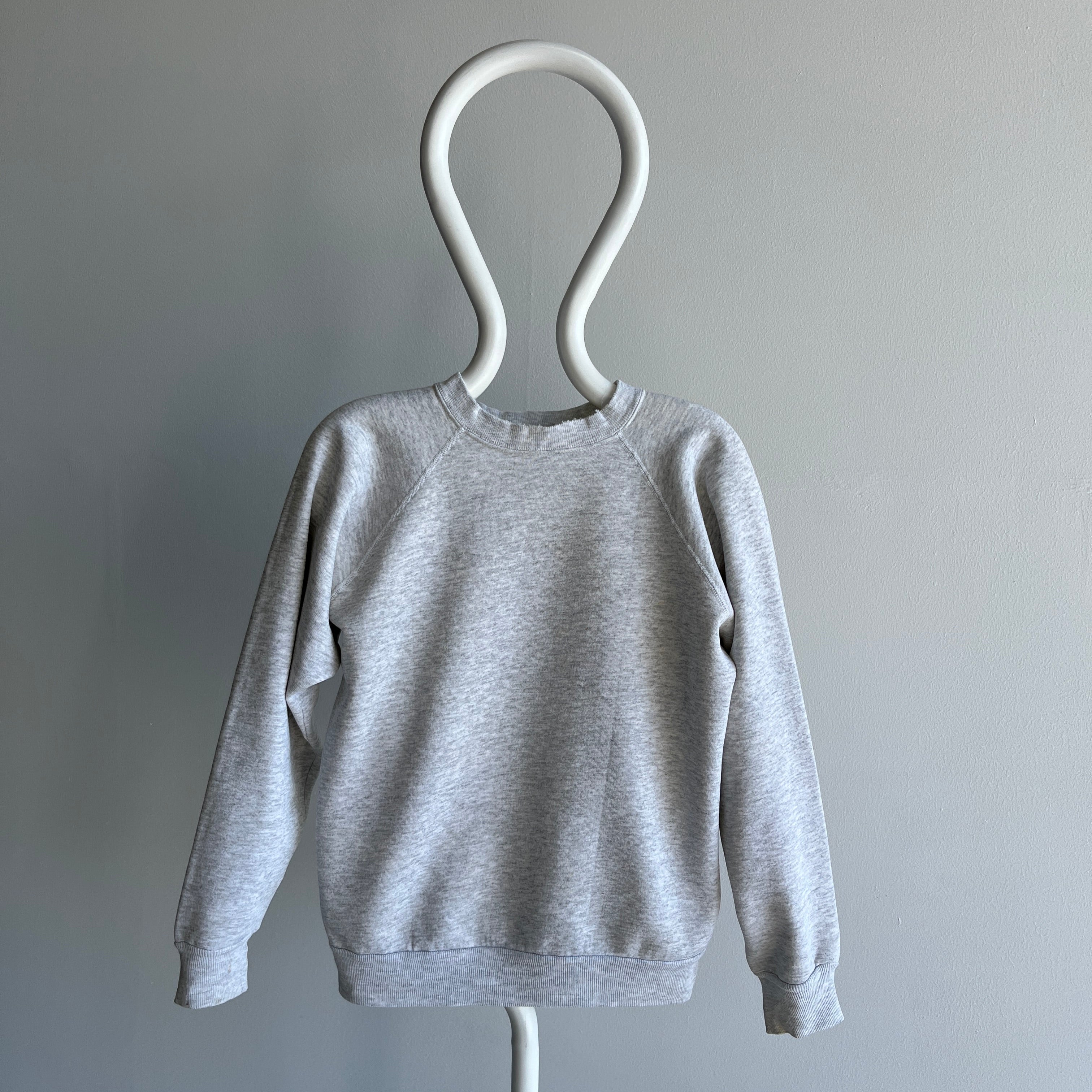 1980/90s Light Gray Medium Weight Structured Split Collar Sweatshirt